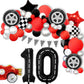Race Car Birthday Balloons Decorations, 40 Inch Racetrack Black Number 0 Balloon, Large Mylar Black 0 Balloon For 10St Birthday