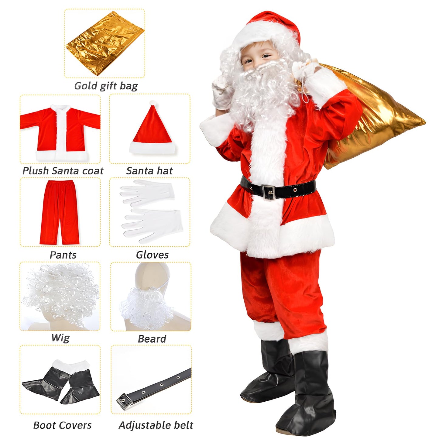 Children'S Santa Suit Christmas Child Santa Claus Costome Kids Halloween Costume Cosplay (Medium)