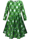 Cosland Girls St Patricks Day Dresses Kids Rhombus Outfits, Green, Small