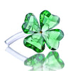 Hdcrystalgifts Crystal Flower Dreams Four-Leaf Clover Figurine Collectibles Green Crystal Glass Statue Ornament Lucky St Patricks Day Gift For Women Car Table Shelf Decorations,Green