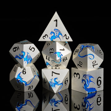 Metal Dnd Dice, Hnccesg Dragon Metallic D&D Dice Set 7 Pcs For Dungeons And Dragon Ttrpg Games, Polyhedral Rpg Dice Set With Gif