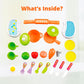 OLEOCA Toddler Kitchen Playset - 25 Piece Portable Set, Toy Food & Utensils, Easy Storage, Blue and Coral, 10.47 x 3.74 x 8
