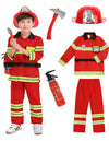 Yolsun Fireman Costume For Kids, Boys' And Girls' Firefighter Dress Up, Fire Fighter With Toy Accessories Set Halloween Role Play(Red,2-3 Years)