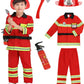 Yolsun Fireman Costume For Kids, Boys' And Girls' Firefighter Dress Up, Fire Fighter With Toy Accessories Set Halloween Role Play(Red,2-3 Years)