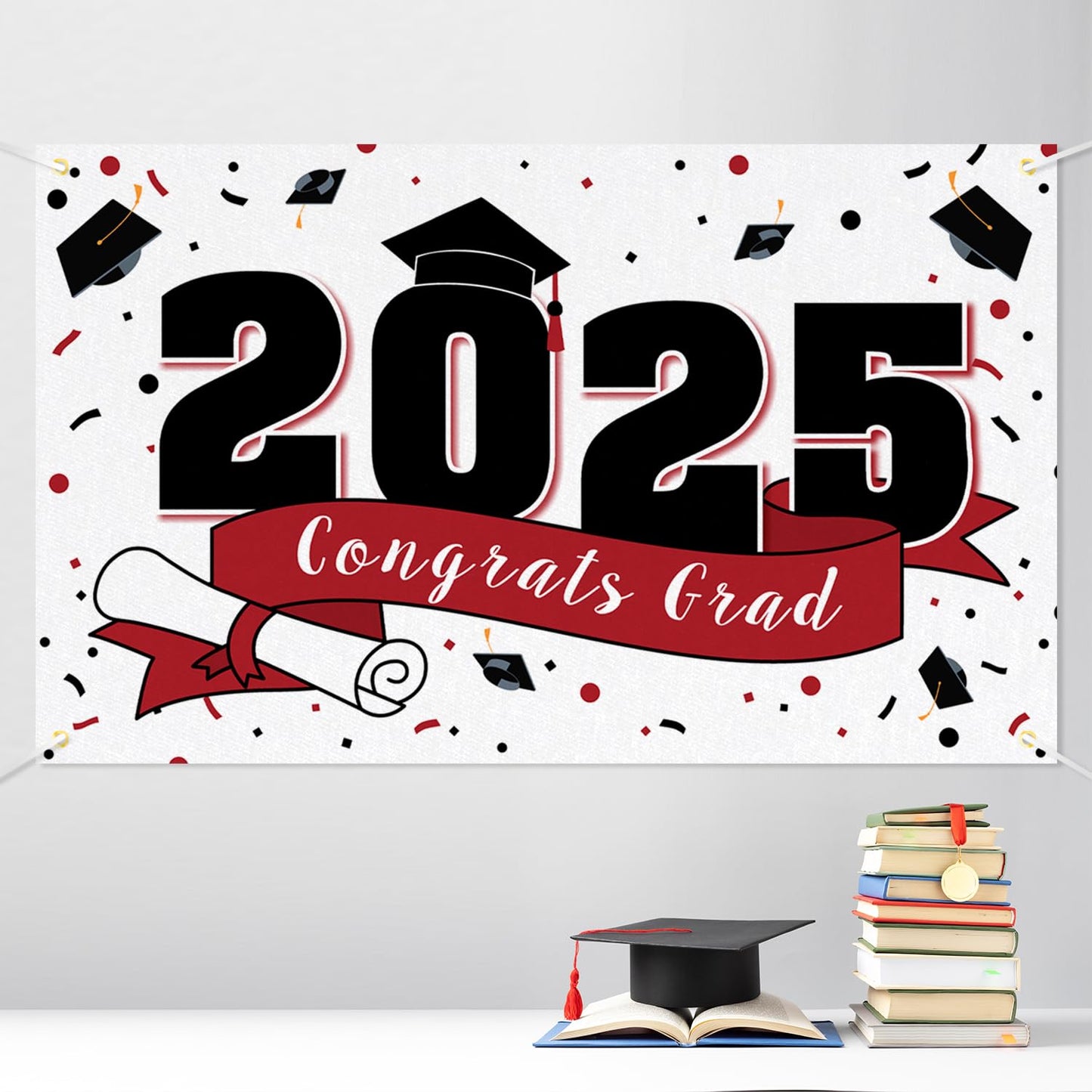 LASKYER 2025 Congrats Grad Graduation Party Decorations - Class of 2025 Large Hanging Photoprop Backdrop Banner,2025 Gard Sign D