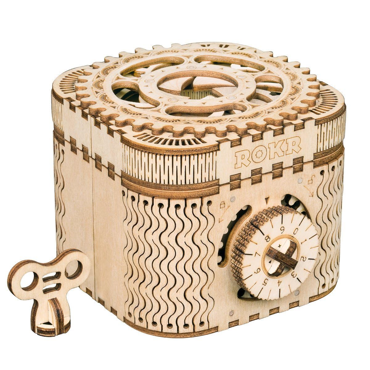 ROKR 3D Wooden Puzzle Mechanical Treasure Box Model DIY Brain Teaser Projects for mature-themed Age 14+ Birthday Gift Educational Toys Wooden Puzzles for mature-themeds