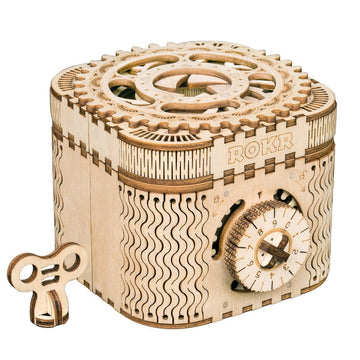 ROKR 3D Wooden Puzzle Mechanical Treasure Box Model DIY Brain Teaser Projects for mature-themed Age 14+ Birthday Gift Educational Toys Wooden Puzzles for mature-themeds