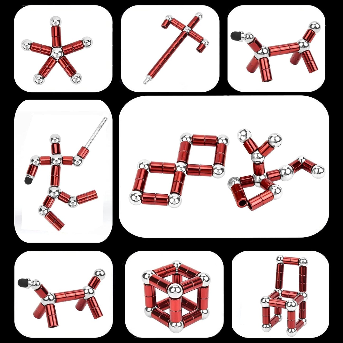 Wqwquu Fidget Pen,Magnetic Pen, Decompression Magnetic Toy Pen,Magnet Pen Fidget Toy Relieve Pressure Novel Toy Gift For Kids Or Friends! (Big Red)