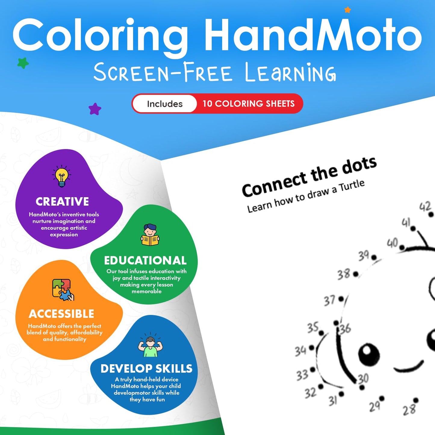 Handmoto Preschool Learning Activities Drawing Board - Dry Erase Board For Kids - Educational Toys For 3+ Year Old - Handheld Tr