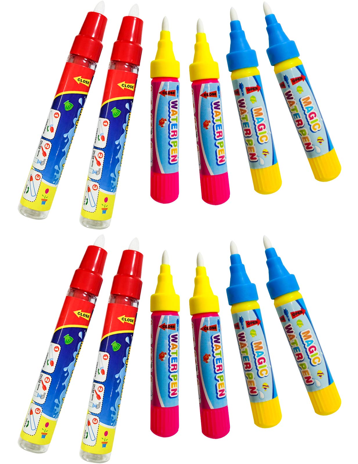 COSBAY Water Doodle Pens Replacement Water Pen, Drawing Doodle Pens for Aqua Water Doodle Mat (Multicolored-12pcs)