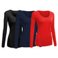 Emmalise Womens Junior and Plus Size Basic Scoop Neck Tshirt Long Sleeve Tee, 1xl, 3Pk Black, Navy, Red