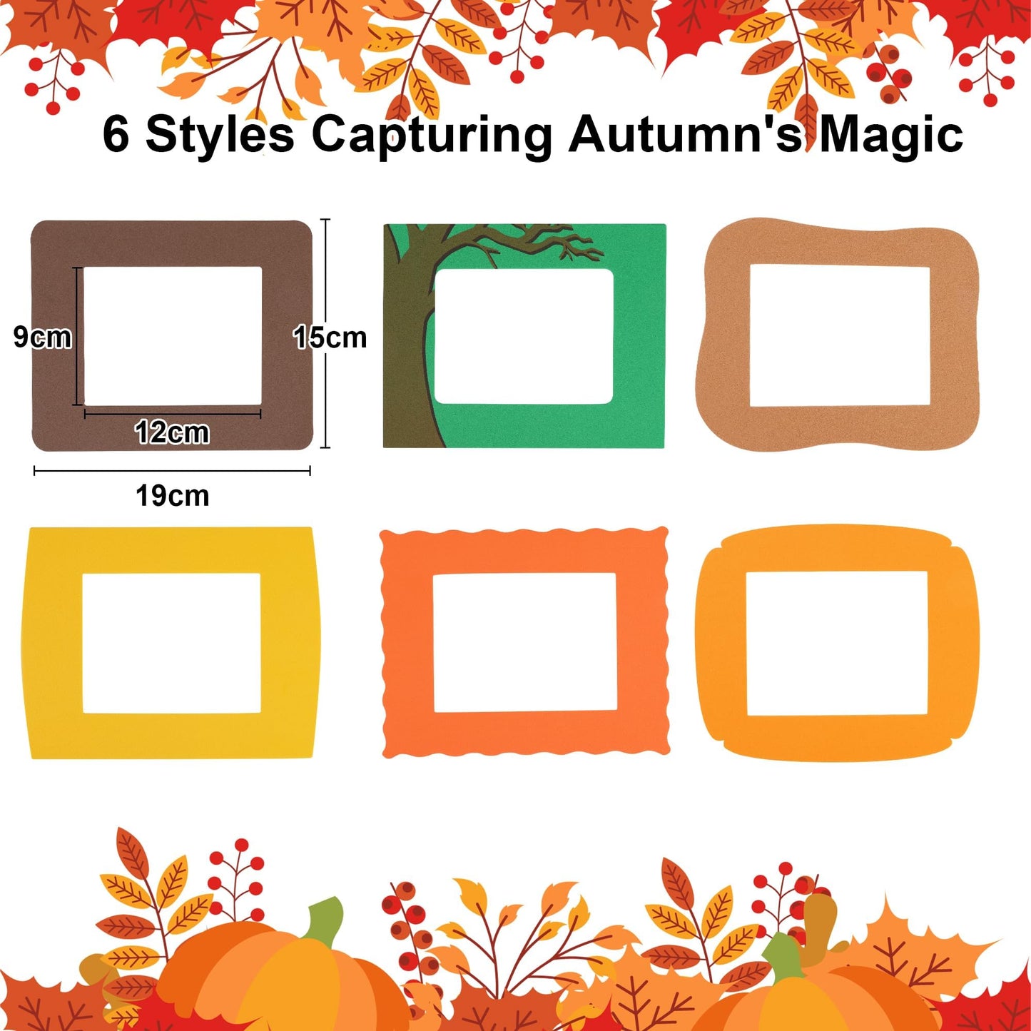 Fovths 24 Packs Fall Foam Picture Frame Kits Thanksgiving DIY Frame Crafts Fall Leaf Picture Craft Autumn Theme Picture Frames w