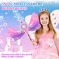Britik Bubble Wands For Kids Girls - Led Light & Music Bubble Machine: 3 Aa Batteries & 2 Bubble Solutions, Outdoor Party Birthd