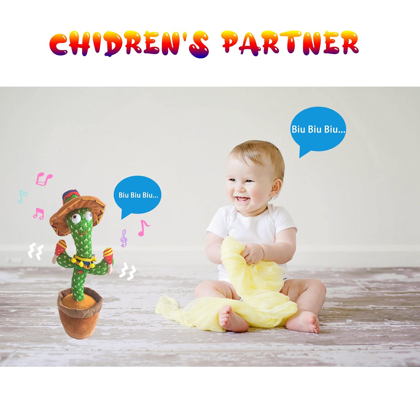 Vocloud Dancing Cactus Talking Cactus Baby Toys-Infant Tummy Time Toys For For 0-6 Months 6-12Months 1 Year Old,Recording,Repeat