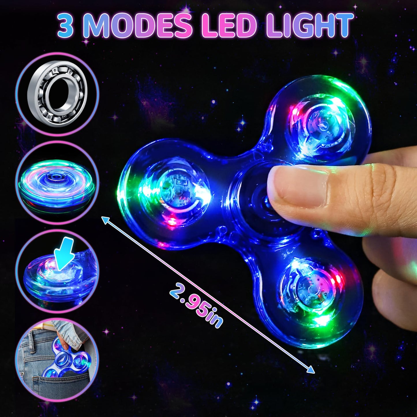 Gigilli Fidget Spinner For Kids Adults, Valentines Day Gifts Classroom Light Up Sensory Fidget Toys For Kids 3-5 4-8, Glow In Th