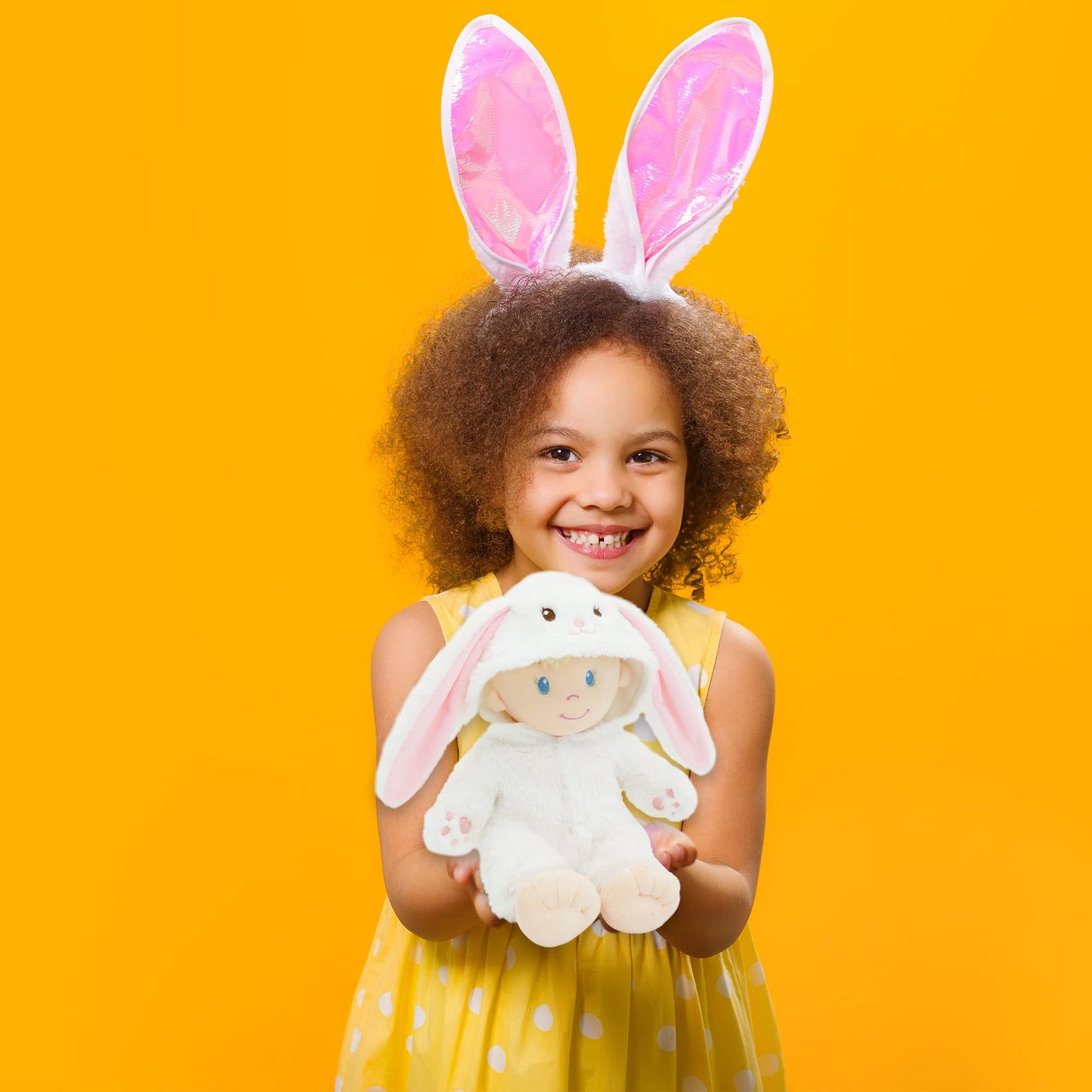 June Garden 12' Sweet Dolly Snowbun - Stuffed Ultra Soft Baby Doll For Birth And Up - Bunny Outfit