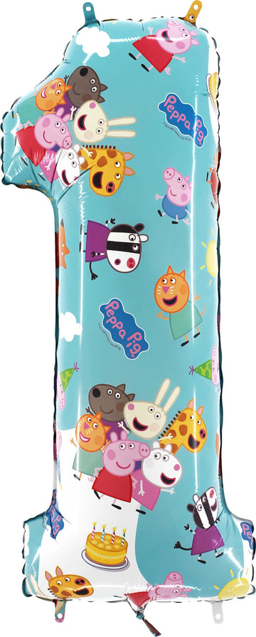 Toyland® 66Cm (26') Peppa Pig, George & Friends Number Foil Balloon - Kids Party Balloons - Number 1-6 Available