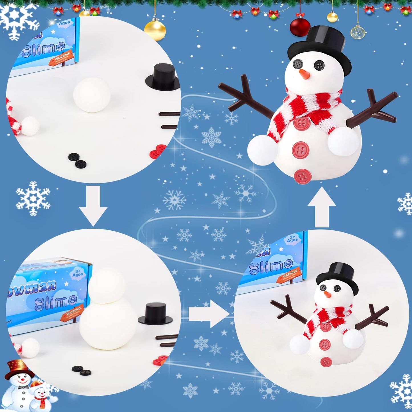 Do You Want To Build A Snowman,2 Pack Large-Capacity Slime Kit With Snowman Accessories,Build, Melt & Rebuild Fun,Desk Toy For K
