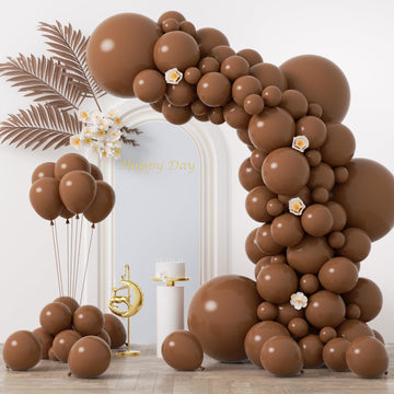 Voircoloria 130Pcs Brown Balloons Different Sizes 18'' 12'' 10'' 5'' Dark Brown Party Latex Balloons For Birthday Baby Shower Ge