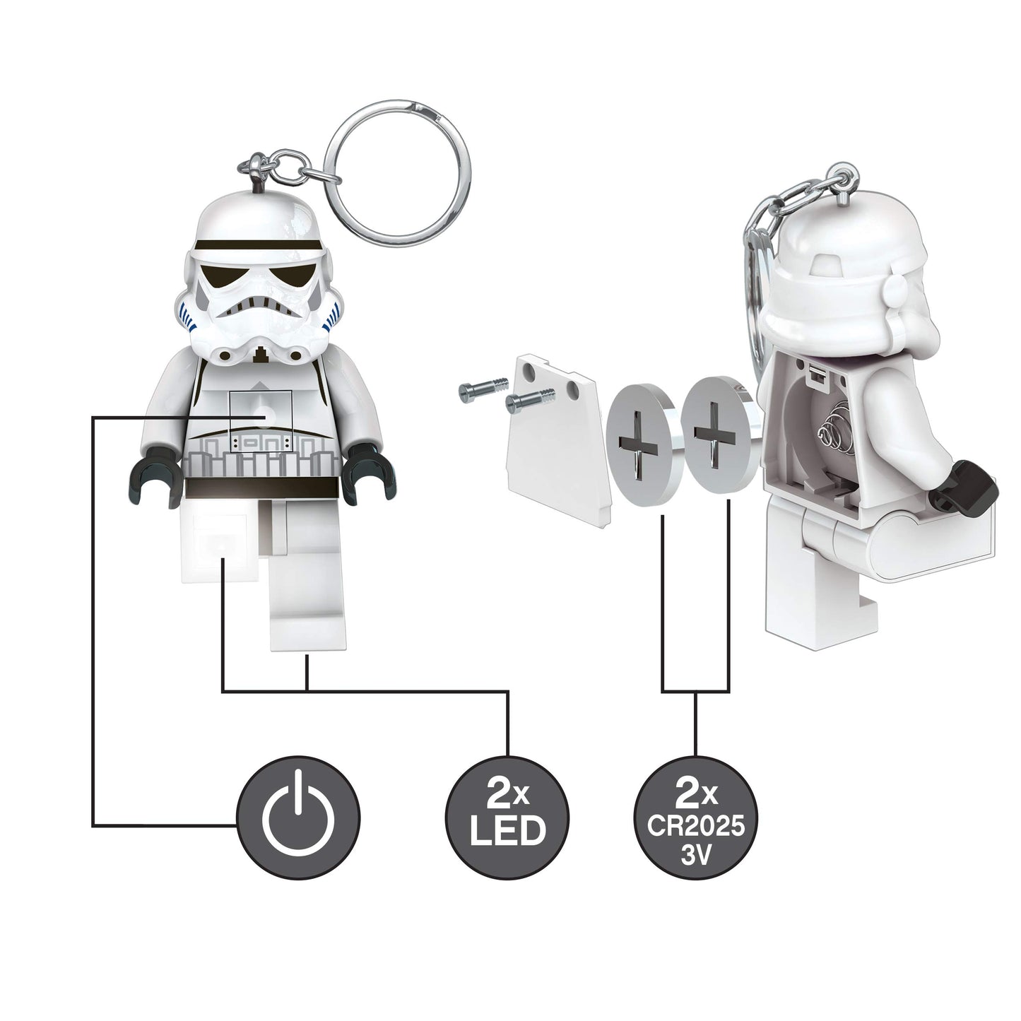 Lego Star Wars Keychain Light - Stormtrooper - 3 Inch Tall Figure (Ke12H), Ages 6+, Includes 1 Keychain Light