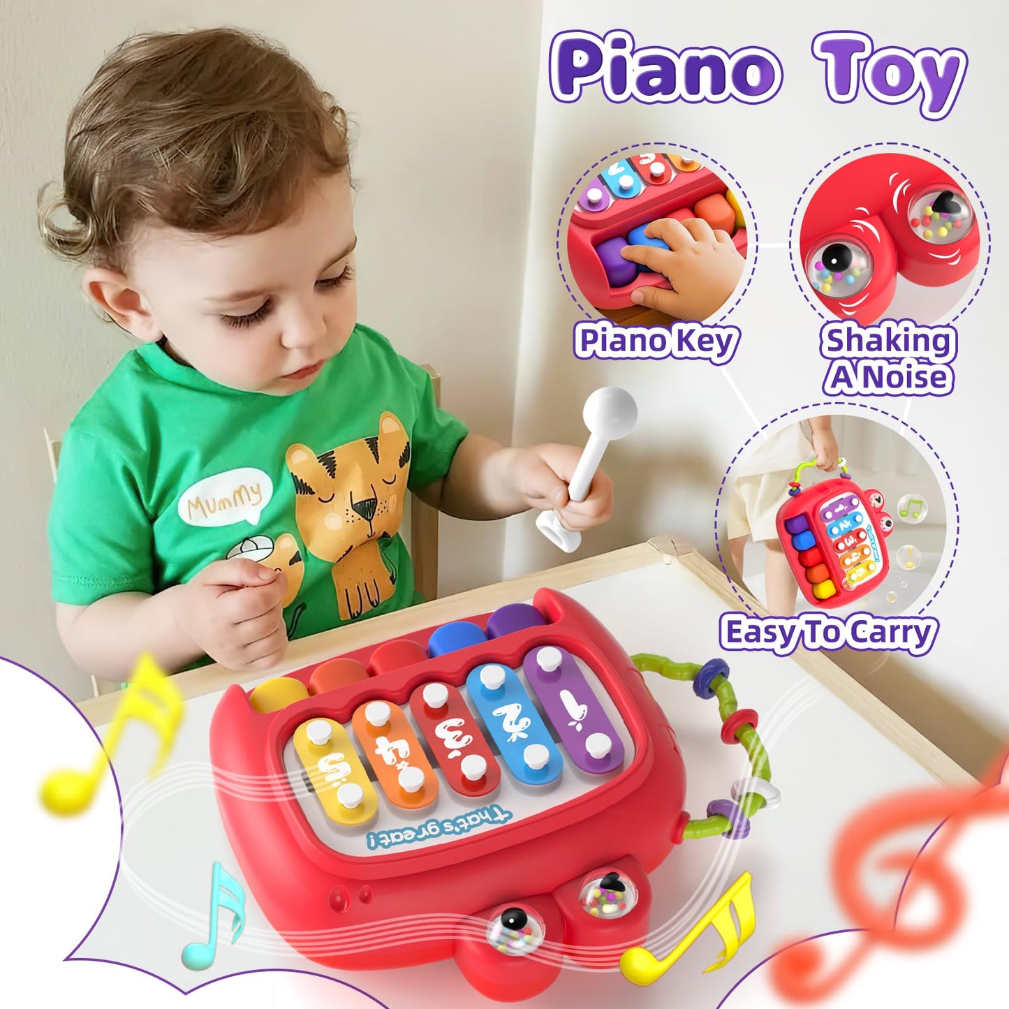 Usrela 5 In 1 Baby Toy For 12 18 Month, Learning Toys For Babies 12-18 Months, Baby Busy Cube, Stacking&Sensory, Pull String&Pia