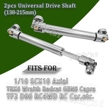 2PCS RC Crawler Drive Shaft for 1/10 Axial SCX10 TRX6 Wraith Redcat Capra GEN8 D90 TF2 RC4WD,ARRCat Stainless Steel Universal Dr