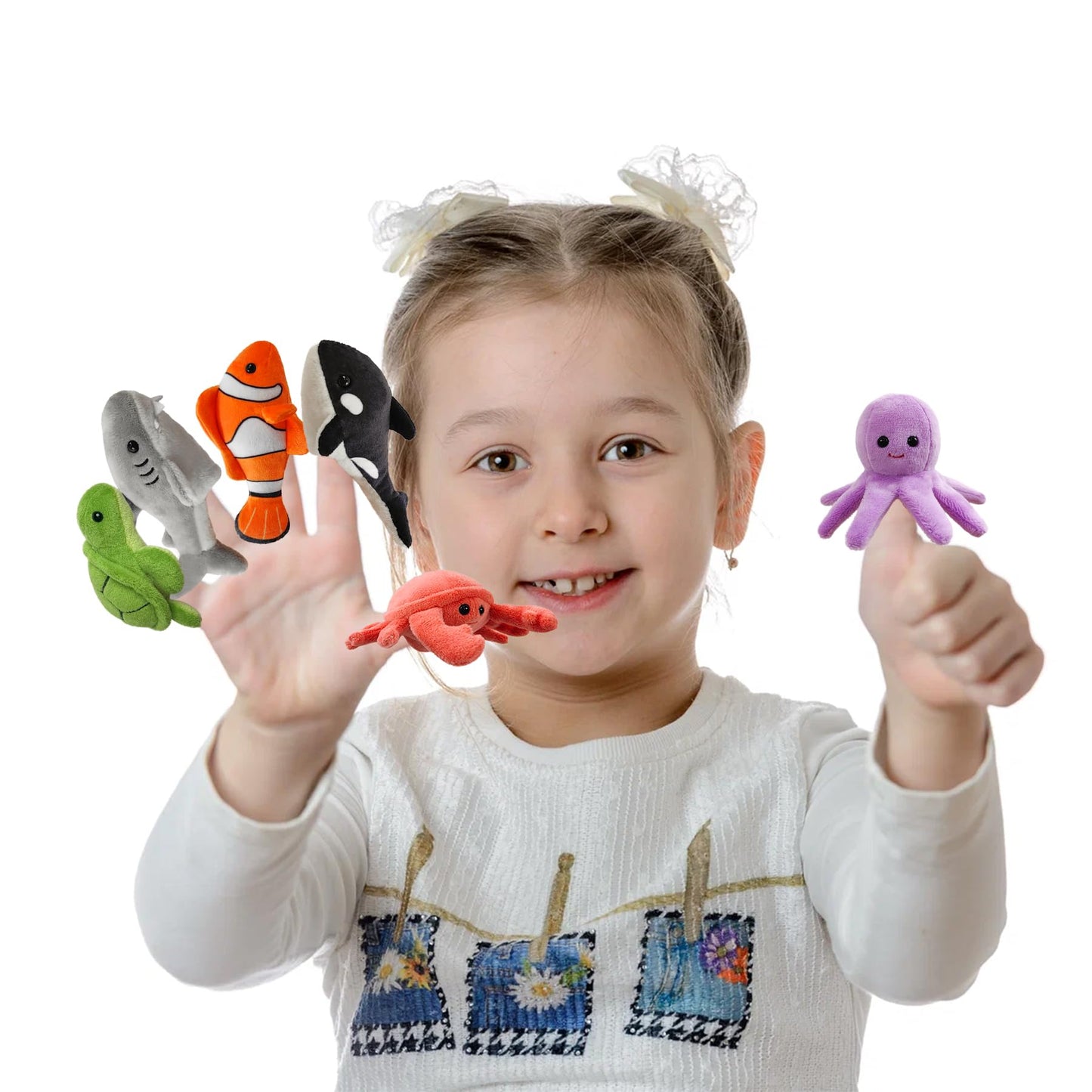 JUSTQUNSEEN 6pcs Finger Puppets Set, Cute Sea Animal Finger Puppet for Role-Playing Mini Hand Puppets Suitable for Kids,Sea Anim