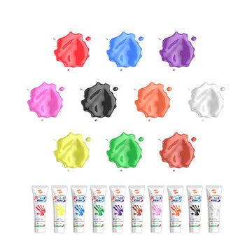 Kids Washable Finger Paint For Toddlers Art Supplies Gift For Baby Hand Painting Diy Crafts, Non Toxic, 10 Colors, 36Ml/Tube