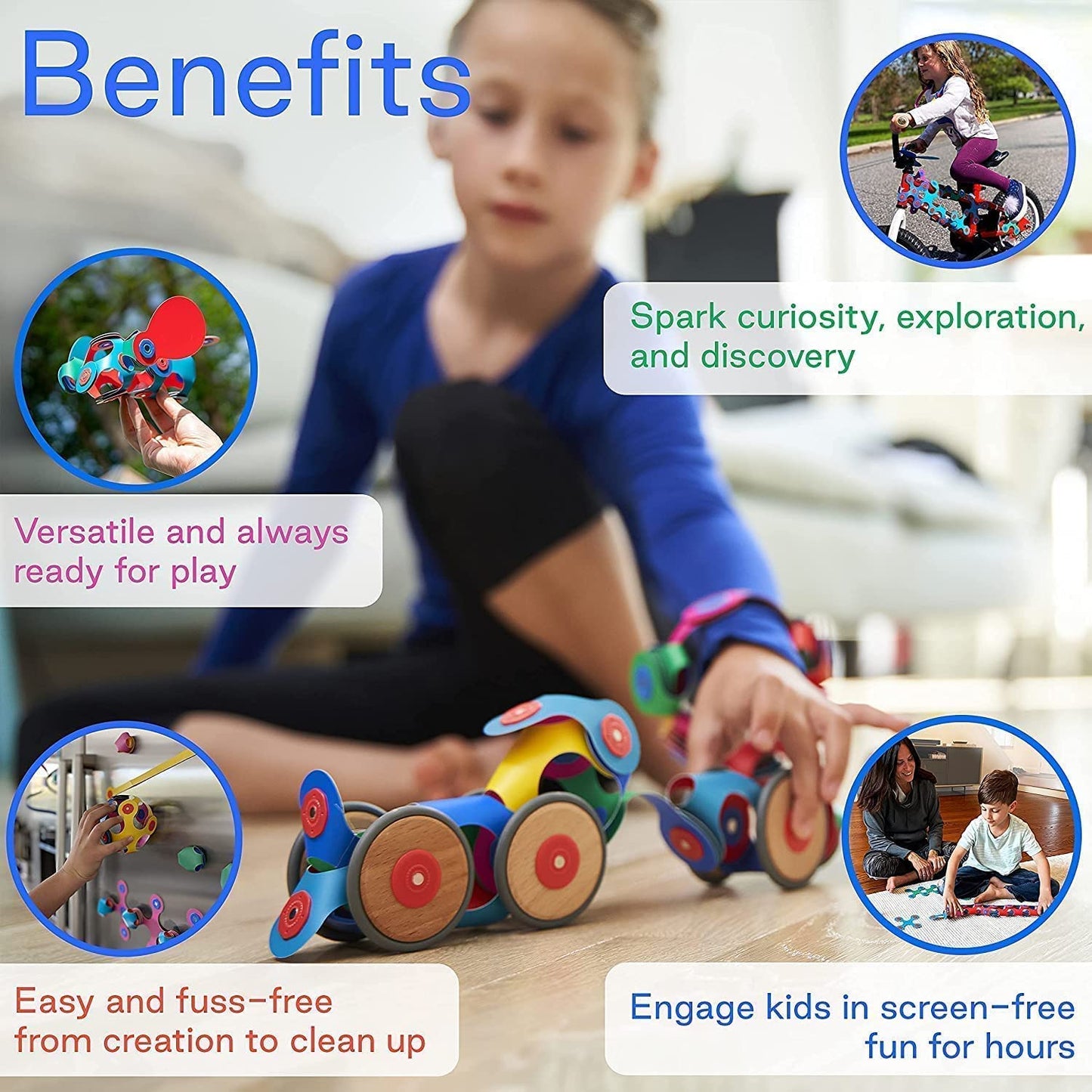 Clixo Wheel Creator Pack, 72 Pieces Pack - Construction Magnet Toy. Flexible, Creative-Boosting Magnetic Building Tiles. Educator-Approved Design For Hours Of Stem Play. Multisensory Toy. Age 4-99.