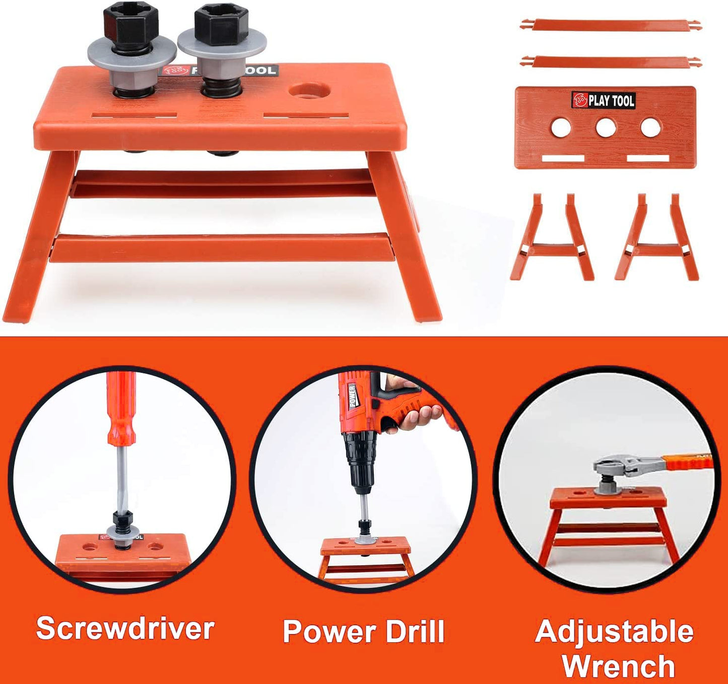 Mscredse Kids Tool Set kit Pretend Play Set Toddler Tool Toys with Construction 48Pcs Electric Drill Gifts for Boys Girls Kids T