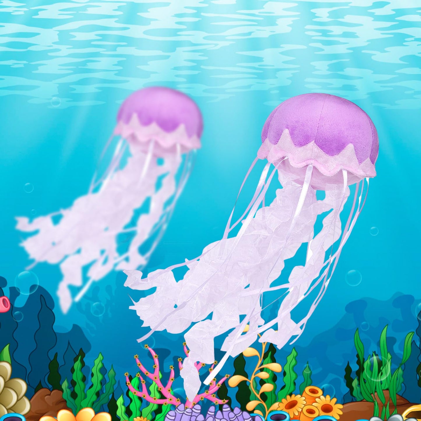 Double Bread Realistic Jellyfish Stuffed Animal, Cute Jellyfish Plush Toy For Birthday Room Decor, Sea Animal Jellyfish Collection Gift For Boys And Girls(Purple)
