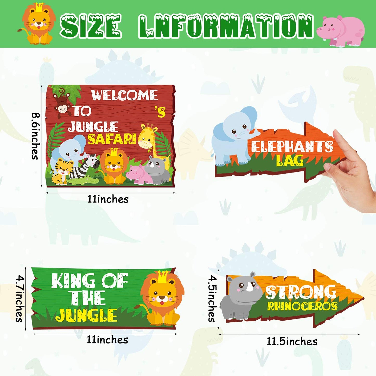 20 Pieces Safari Jungle Party Sign Animal Signs Decorations Wild Animal Directional Signs for Kids Birthday Decorations Welcome