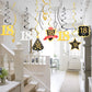 LINGTEER Happy 18th Birthday Decorations - 12Pcs Birthday Black & Gold Swirls Streamer Set,Cheers to Eighteen Years Old Bday Par