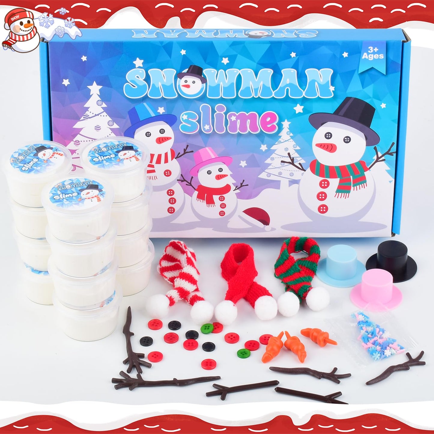 MERMAIDSLIME 12 Pack Build a Snowman Kit  Snowman Slime Crafts for Kids  Scented Butter Slime DIY Kit  Party Favor for Girls and Boys  Christmas Stocking Stuffers for Kids & mature-themeds