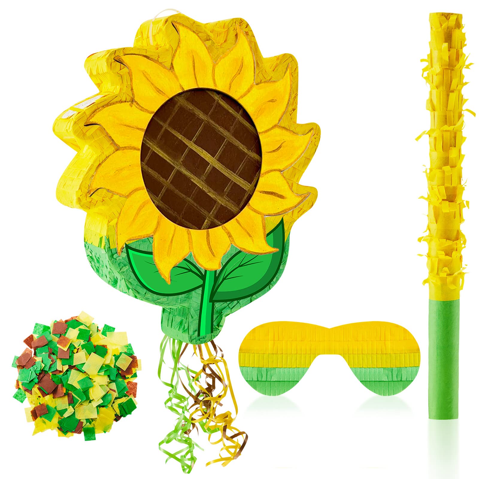 Lewtemi Sunflower Tea Pot Piñata For Birthday Party Colorful Piñata With Stick, Blindfold, Confetti For Adults Birthday Baby Shower Party Supplies