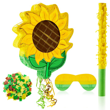 Lewtemi Sunflower Tea Pot Piñata For Birthday Party Colorful Piñata With Stick, Blindfold, Confetti For Adults Birthday Baby Shower Party Supplies