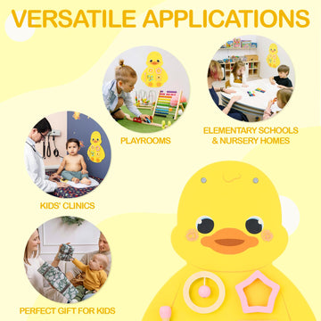 Monlurd Wooden Duck Sensory Wall Toy, Busy Board For Toddlers, Montessori Sensory Wall Panel For Kids, Ideal For Classroom, Play