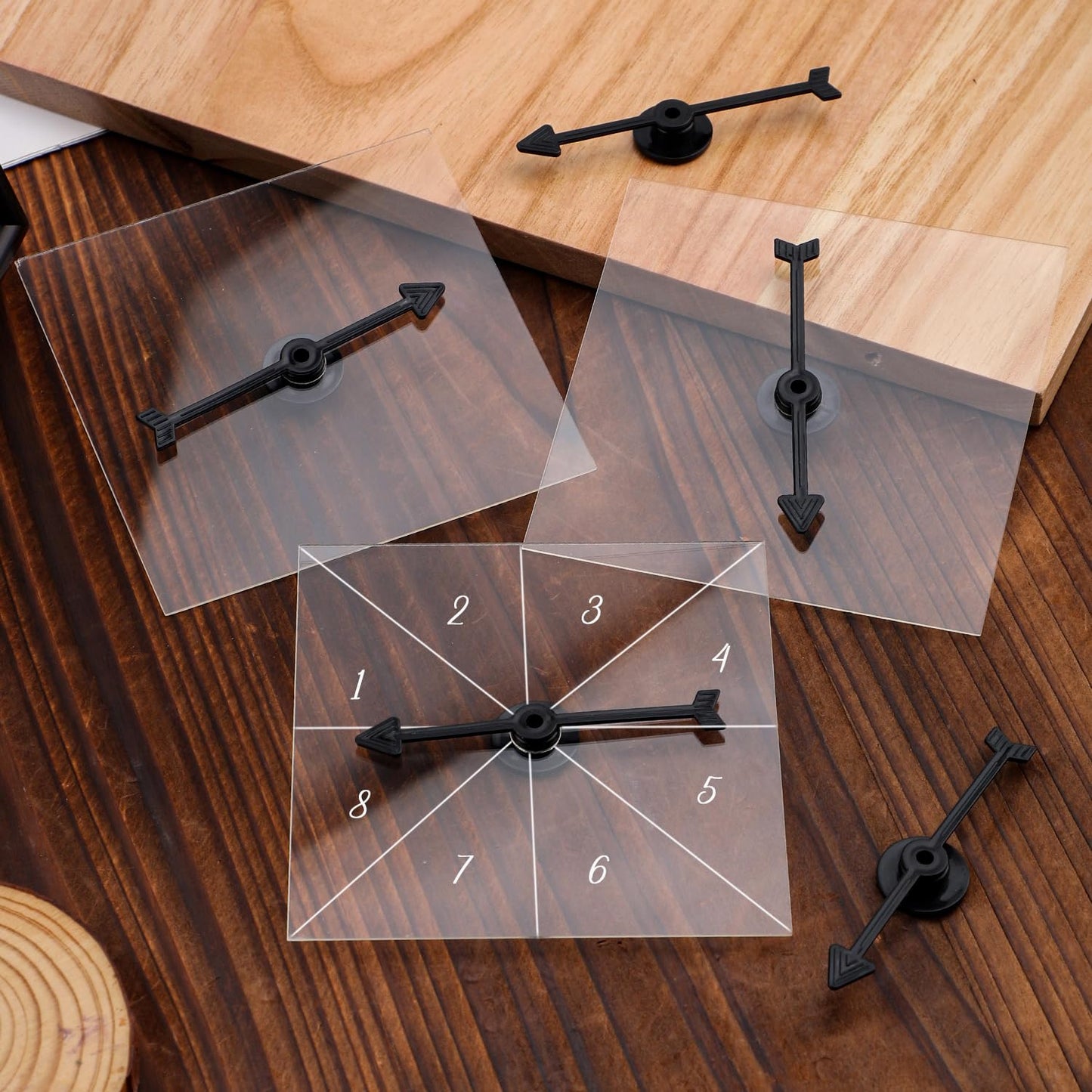 12Pcs Game Spinners, Blank Acrylic Board With Rotating Arrows Clear Transparent Erasable Arrow Game Spinners For Classroom Activ