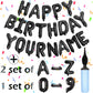 76Pcs Happy Birthday Balloon Banner, Black Balloons Letters, Personalized 16'' Mylar Foil Birthday Decorations Includes 2 Sets A