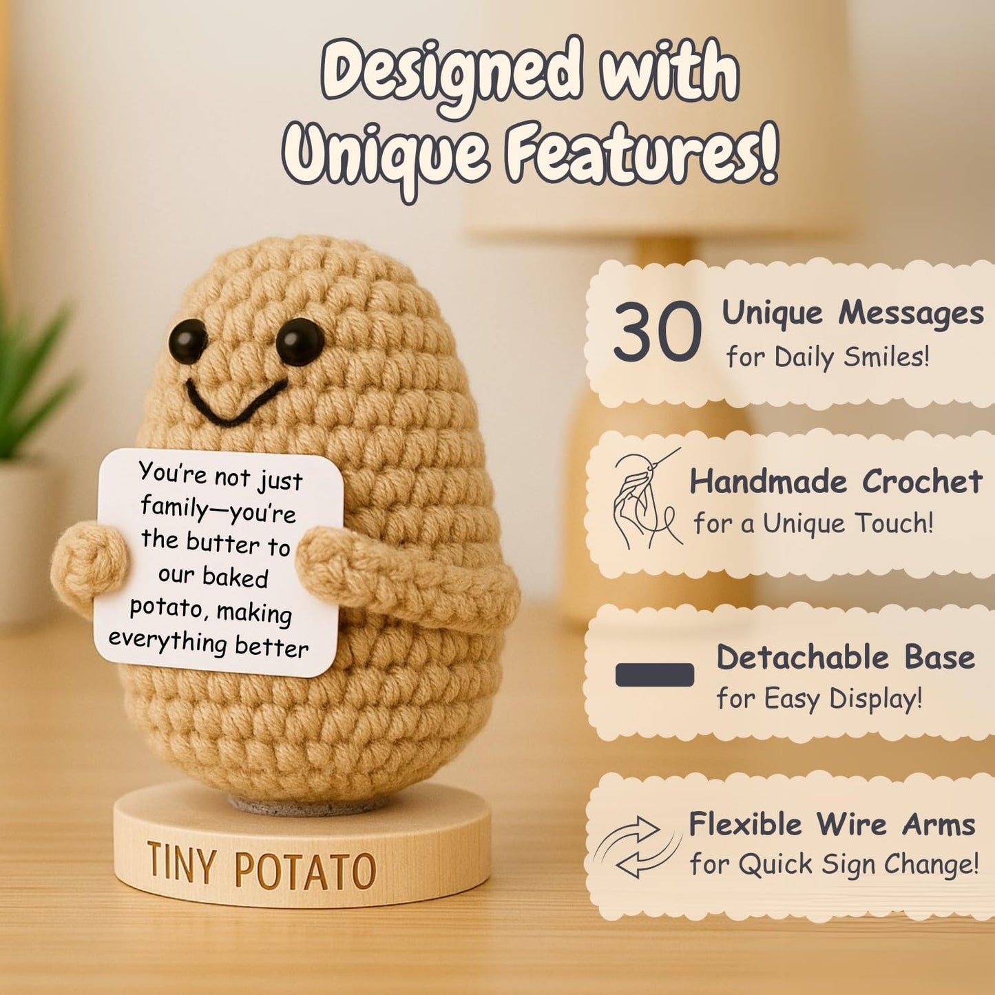 Got you a little something Daughter Gifts - Handmade Positive Crochet Potato Doll with 30 Signs - Birthday Gifts for Daughter  Bonus Step Child  Grown mature-themed Daughters Present