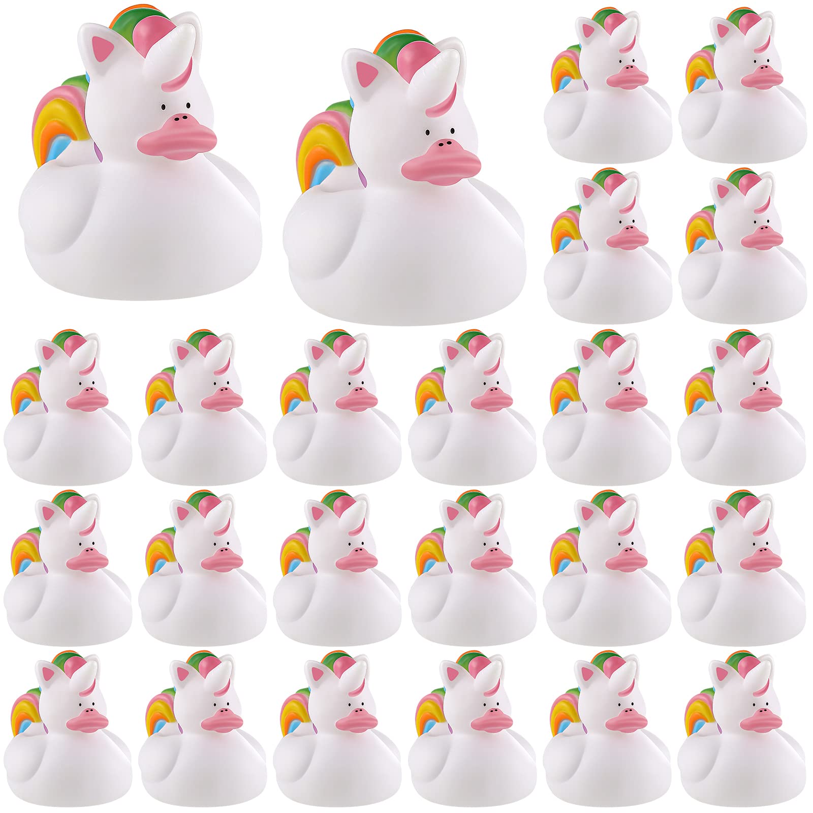 Sotiff 24 Pcs Unicorn Rubber Ducks Mini Rubber Ducks Bulk Small Rainbow Unicorn Duckies Toys For Girls Boys Birthday Pool Party Favors