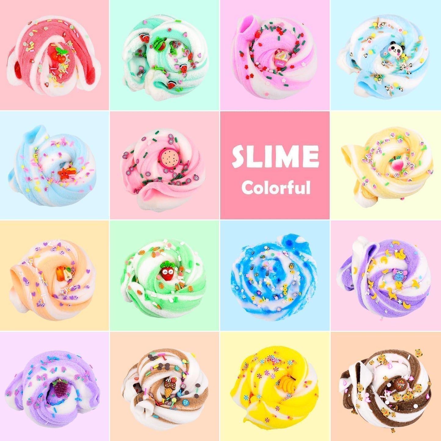 ZHNEHAOKAN Cloud Slime 15-Pack - Colorful Scented Soft Non-Sticky Slime for Kids, Perfect Valentine’s Day Party Favors and Goodie Bag Stuffers
