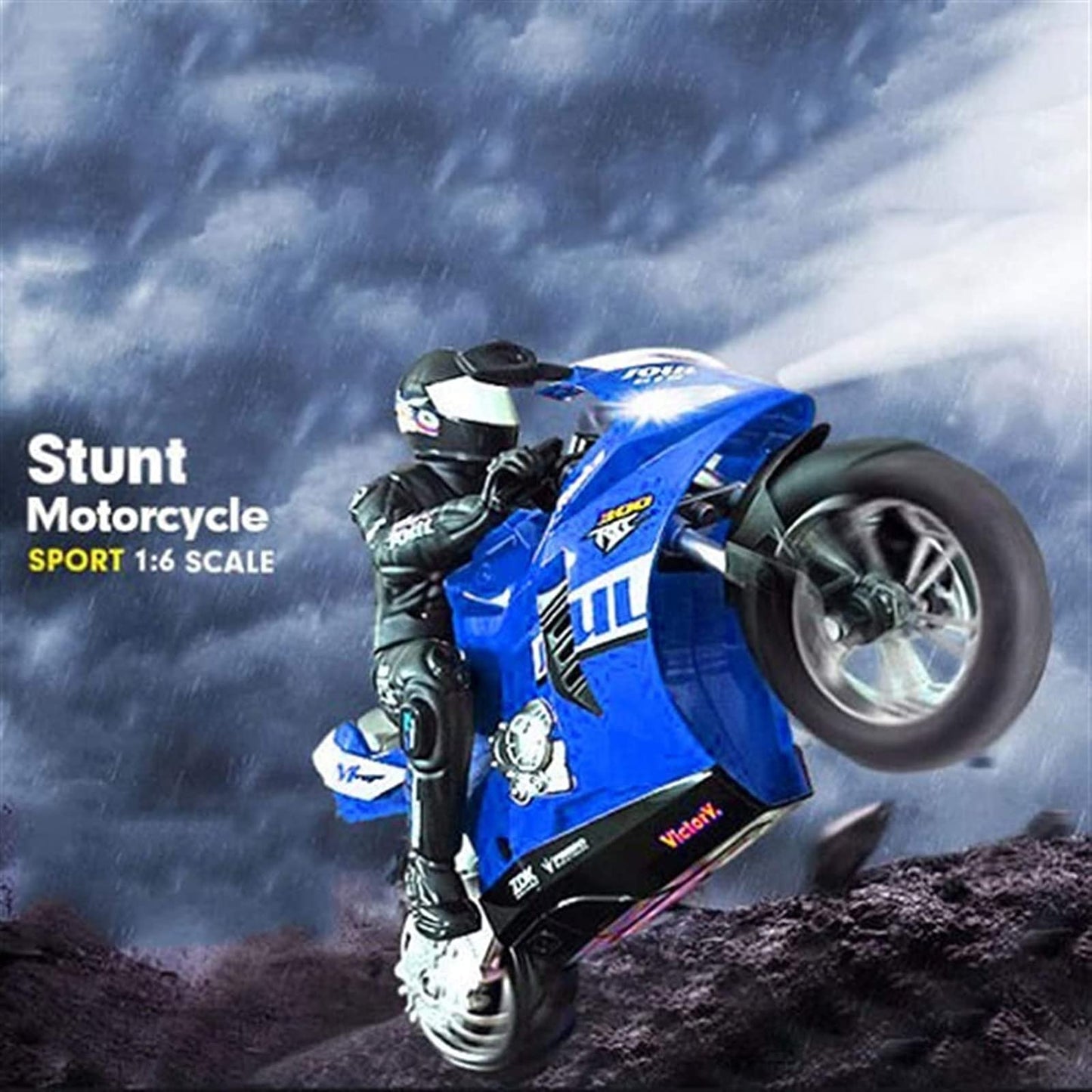 ZAVEIOP Remote Control Motorcycle, High Speed Self Balancing Single Wheel Stunt RC Motorcycle, 1/6 Scale 360 Rotating LED Flashl