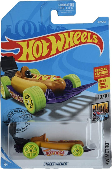 Hot Wheels Street Wiener Hot Dog car, Fast Foodie 2/5 (Treasure Hunt)