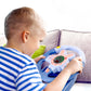 deAO Kids Steering Wheel Toy - Simulated Driving with Light & Music, Large, Blue, Model: deAO