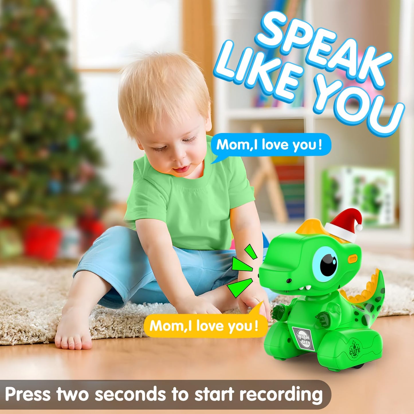 YUAN PLAN Remote Control Robot Dinosaur Toys, Dinosaur Toys for Kids, Robot Toy With LED Light Eyes, Auto-Demo, Recording, Repea