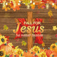 LTDKAEN Fall for Jesus Backdrop He Never Leaves Wooden Autumn Thanksgiving Backdrop Autumn Harvest Pumpkin Maple Leaves Sunflowe