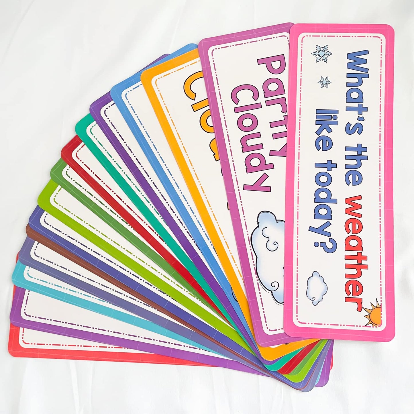 Lachilly 16 Pcs Weather Flash Cards, Headers Subject Titles For Bulletin Board Classroom, Montessori Learning Cards, Kids Educat