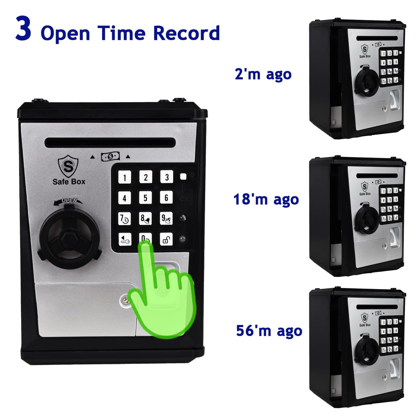 Litpggy Kids Safe Bank With Fingerprint Password Talking Atm Piggy Bank For Real Money Toy Gift For 5-14 Years Old Boys Girls (S