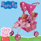 Peppa Pig: Doll Twin Stroller - Pink & White Dots - Fits Dolls Up To 24, Retractable Canopy, Easy to Fold for Storage & Travel,